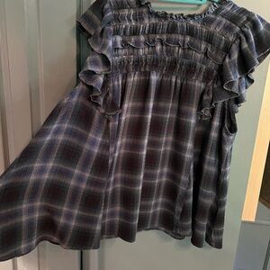 Free People Plaid Top